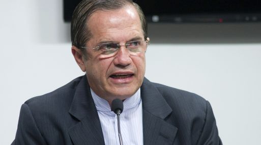 Ecuador's Foreign Affairs Minister Ricardo Patino attends a news conference at his office in Quito