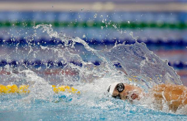 De China Shen Duo compite en femenino 4 x 200m relay competencia final de natación estilo libre en el Munhak Park Tae-hwan Aquatics Center durante los Juegos Asiáticos (Foto Tim Wimborne / Reuters)