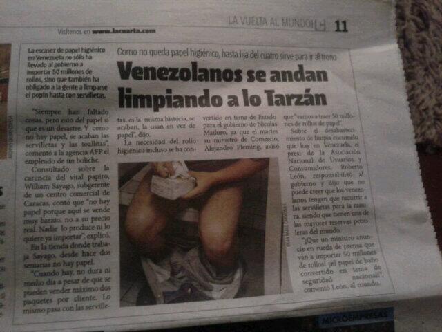 El titular de prensa que nos tiene contra el suelo: Venezolanos se andan limpiando a lo Tarzán