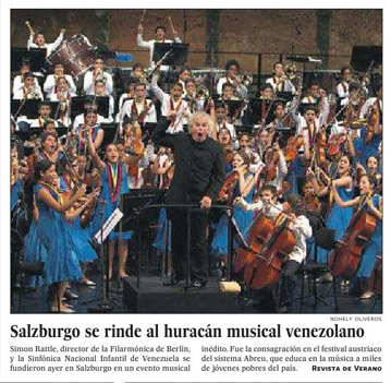 El País dedica primera plana a la Sinfónica nacional infantil de Venezuela (Foto)