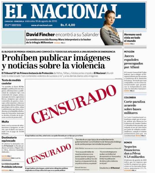 El Nacional afirma que multa establece la censura previa
