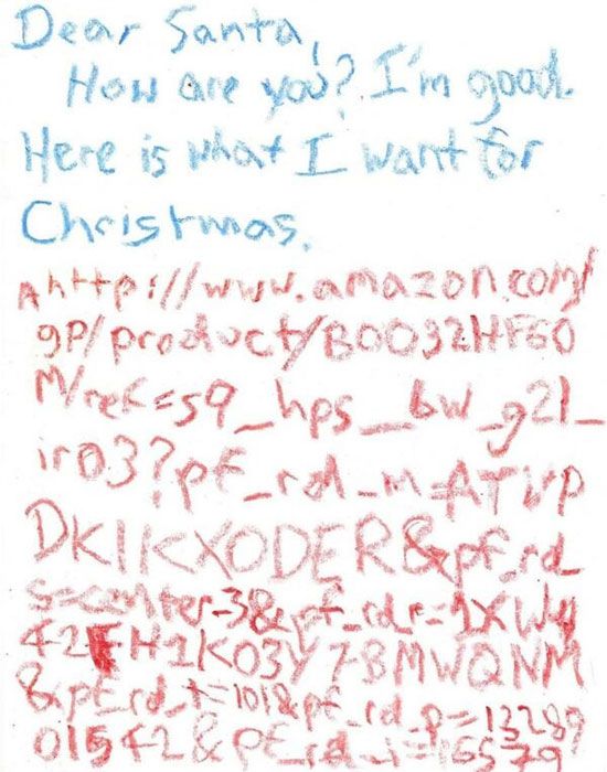 Niño le escribe carta a Santa con el enlace a Amazon donde venden el juguete (Imagen)