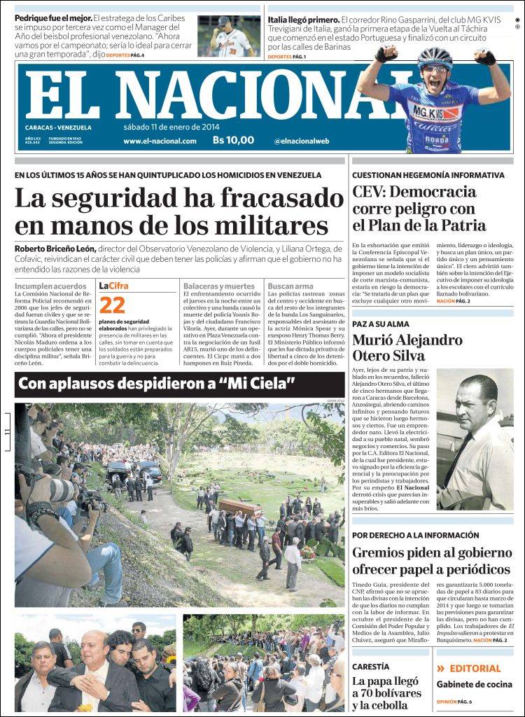 Portadas del sábado 11 de enero de 2014