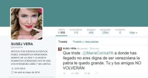 El atrevido comentario de Susej Vera contra María Corina