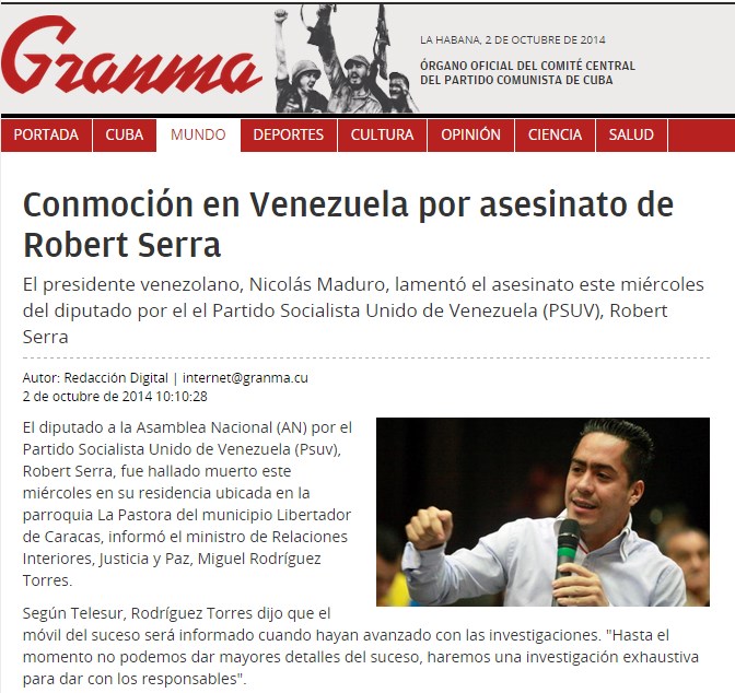 Así reseñaron los medios internacionales el asesinato de Robert Serra