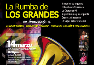 “La Rumba de los Grandes” es el 14 de marzo en el Alba Caracas