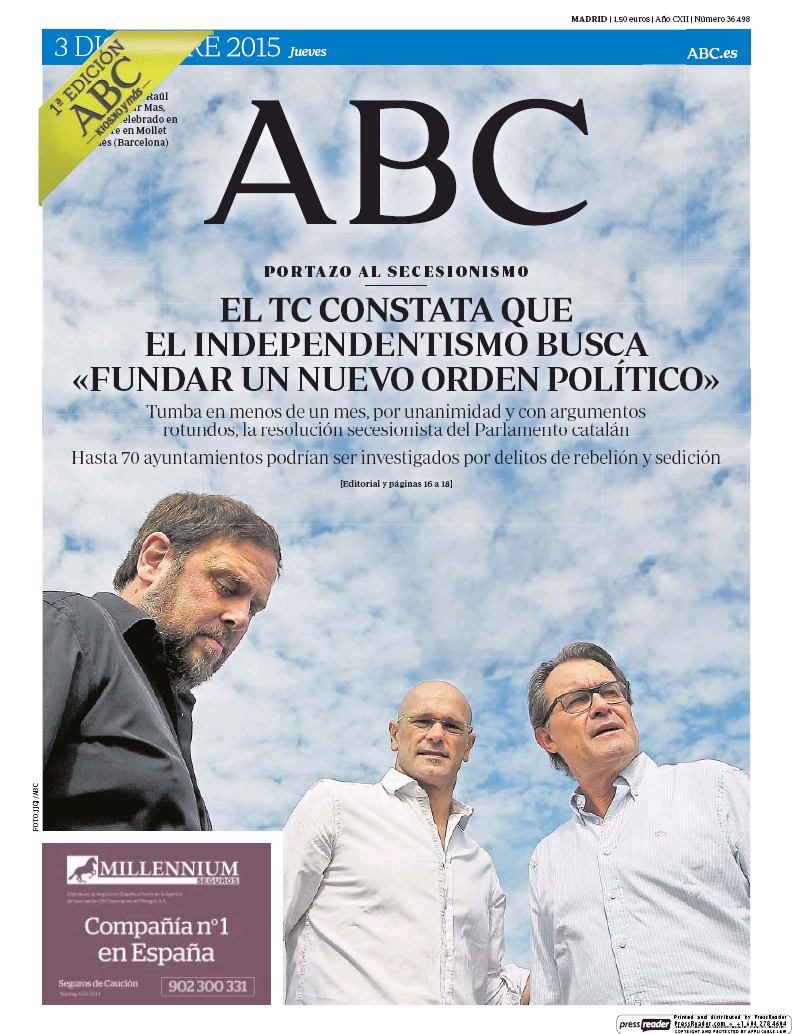 Portadas de la prensa internacional de este jueves 03 de diciembre de 2015