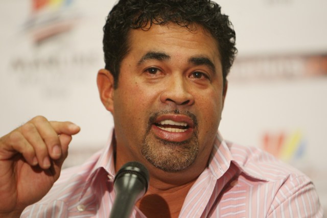 fl-ozzie-guillen-marlins-intro-0928d  -S-  The Florida Marlins introduce Ozzie Guillen (center) as their new manager at Sun Life Stadium before the franchises final game.photo/ Robert Mayer ORG XMIT: S-S1109281835097092