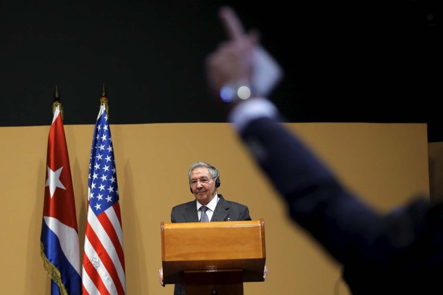 Cuban President Raul Castro attends a news conference with U.S. President Barack Obama (not pictured) as part of President Obama's three-day visit to Cuba in Havana, March 21, 2016. REUTERS/Carlos Barria