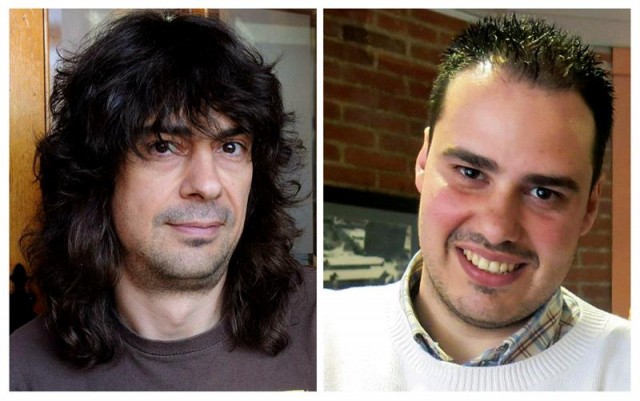 Fotografías de archivo de los periodistas españoles José Manuel López (i) y Antonio Pampliega que junto a Ángel Sastre permanecían secuestrados en Alepo, al norte de Siria, desde julio del año pasado. EFE