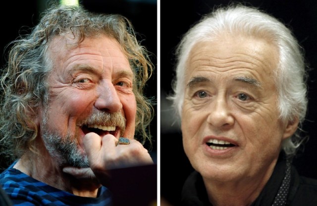 Combinación de fotos de Robert Plant (izq.), cantante de Led Zeppelin, y del guitarrista de la banda Jimmy Page, en Nueva York y Toronto respectivamente. Foto: REUTERS/Carlo Allegri, Hans Deryk/File photos