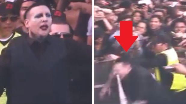 ¡Se fue de boca! Marilyn Manson “rodó” en pleno concierto (Video)