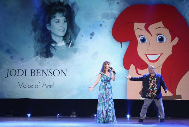ANAHEIM, CA - JULY 14: Actor Jodi Benson (Ariel/THE LITTLE MERMAID) (L) of RALPH BREAKS THE INTERNET: WRECK-IT RALPH 2 and Chief Creative Officer of Pixar and Walt Disney Animation Studios John Lasseter took part today in the Walt Disney Studios animation presentation at Disney's D23 EXPO 2017 in Anaheim, Calif. RALPH BREAKS THE INTERNET: WRECK-IT RALPH 2 will be released in U.S. theaters on November 21, 2018.   Jesse Grant/Getty Images for Disney/AFP