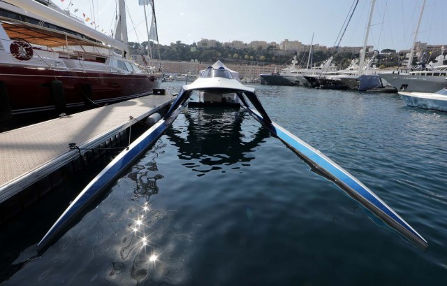 The Glider Sport Limousine 24 yacht is seen during the Monaco Yacht show, one of the most prestigious pleasure boat show in the world, highlighting hundreds of yachts for the luxury yachting industry and welcomes 580 leading companies, in the port of Monaco, September 27, 2017. REUTERS/Eric Gaillard