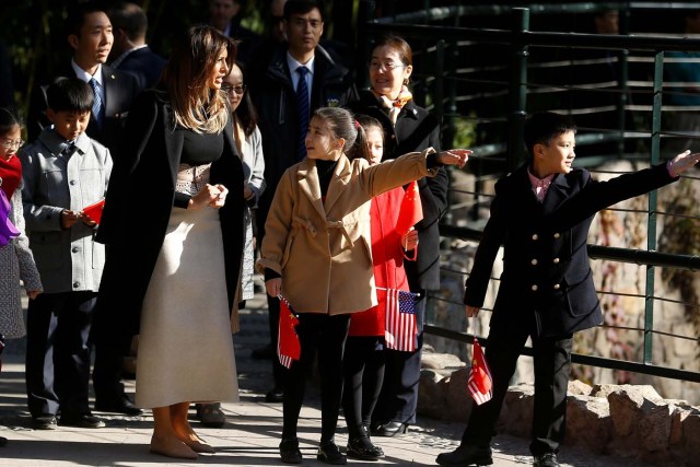U.S. first lady Melania Trump visits Beijing Zoo in Beijing, China, November 10, 2017. REUTERS/Thomas Peter