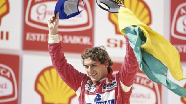 Imagen de archivo del piloto brasileño de Fórmula Uno, Ayrton Senna