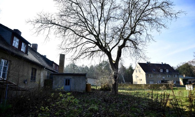 Houses are pictured in Alwine, a splinter settlement of the town Uebigau-Wahrenbrueck, eastern Germany, on November 30, 2017. On December 9, 2017, Alwine's dozen buildings, plus sheds and garages, are to go under the hammer at an auction in Berlin, with a starting price of 125,000 euros ($148,000). / AFP PHOTO / Tobias Schwarz