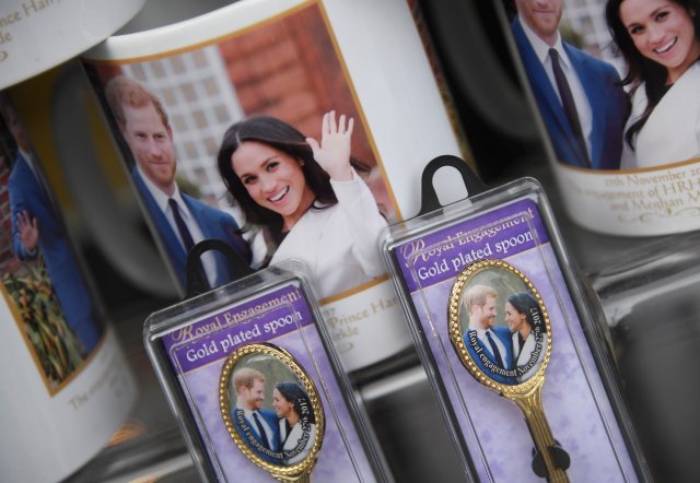 Commemorative gifts ahead of the wedding of Britain's Prince Harry and his fiancee Meghan Markle are seen displayed for sale in a shop in Windsor, Britain, January 4, 2018. REUTERS/Toby Melville