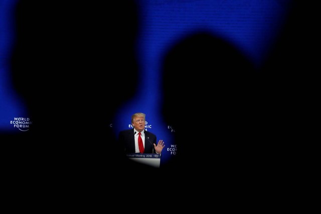 U.S. President Donald Trump speaks at the World Economic Forum (WEF) annual meeting in Davos, Switzerland January 26, 2018. REUTERS/Carlos Barria