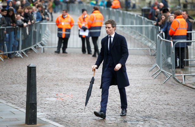 British actor Eddie Redmayne arrives at Great St Marys Church, where he is giving a reading at the funeral of theoretical physicist Prof Stephen Hawking, in Cambridge, Britain, March 31, 2018. REUTERS/Henry Nicholls