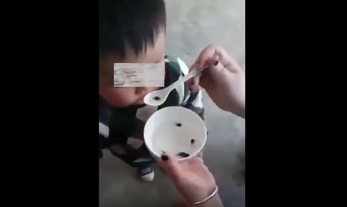 Una mujer alimentó a su hijo con renacuajos vivos (video)