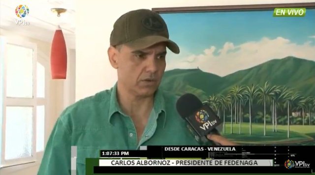 El presidente de la Federación Nacional de Ganaderos de Venezuela, Carlos Albornoz (Foto: Captura de VPI TV)