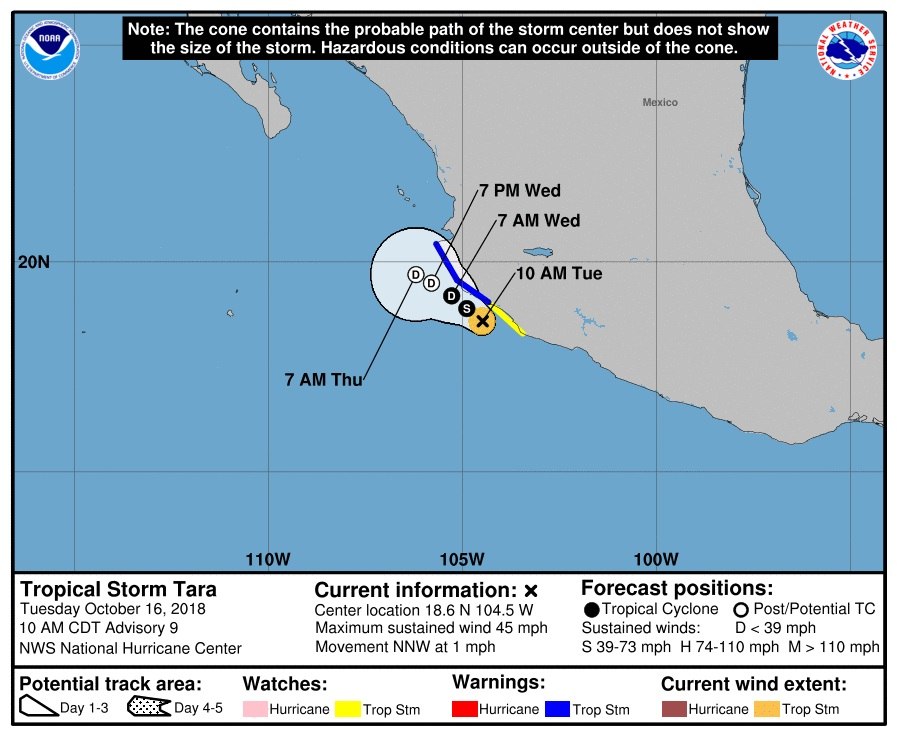 Tormenta Tara se aproxima a las costas de México generando fuertes lluvias
