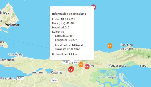 Sismo de magnitud 3 en El Pilar #10Ene