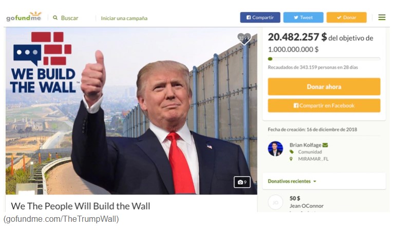 La razón por la cual devolverán 20 millones de dólares donados para el muro en EEUU