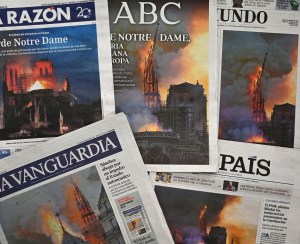 Así reseña el mundo y la prensa internacional el incendio de Notre Dame (Portadas)