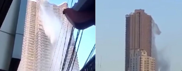 EN VIDEO: Piscina de un rascacielos de Filipinas vierte su agua tras un terremoto