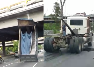 En Video: Así quedó el camión que chocó con elevado de Puente Hierro