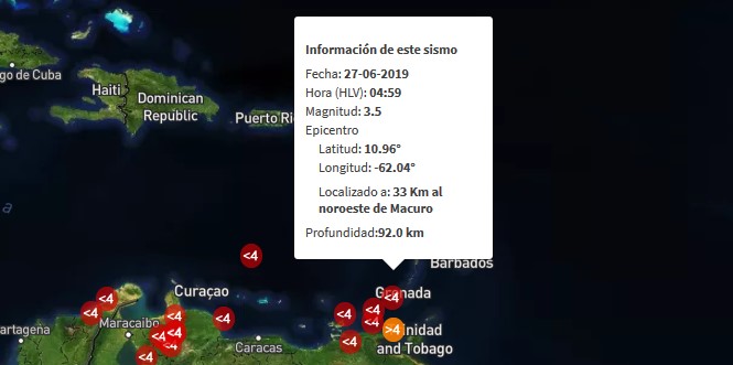 Sismo de magnitud 3.5 en Macuro