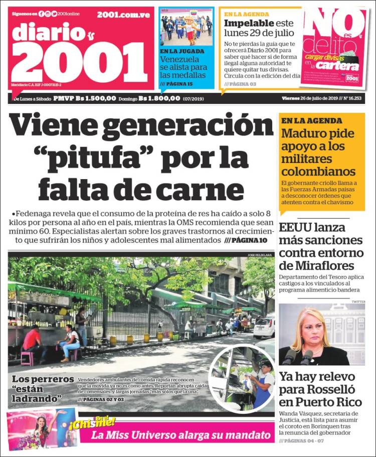 Portadas de este viernes 26 de julio de 2019