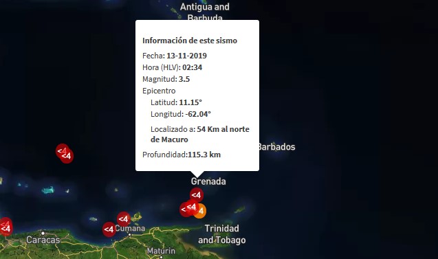 Sismo de magnitud 3.5 en Macuro