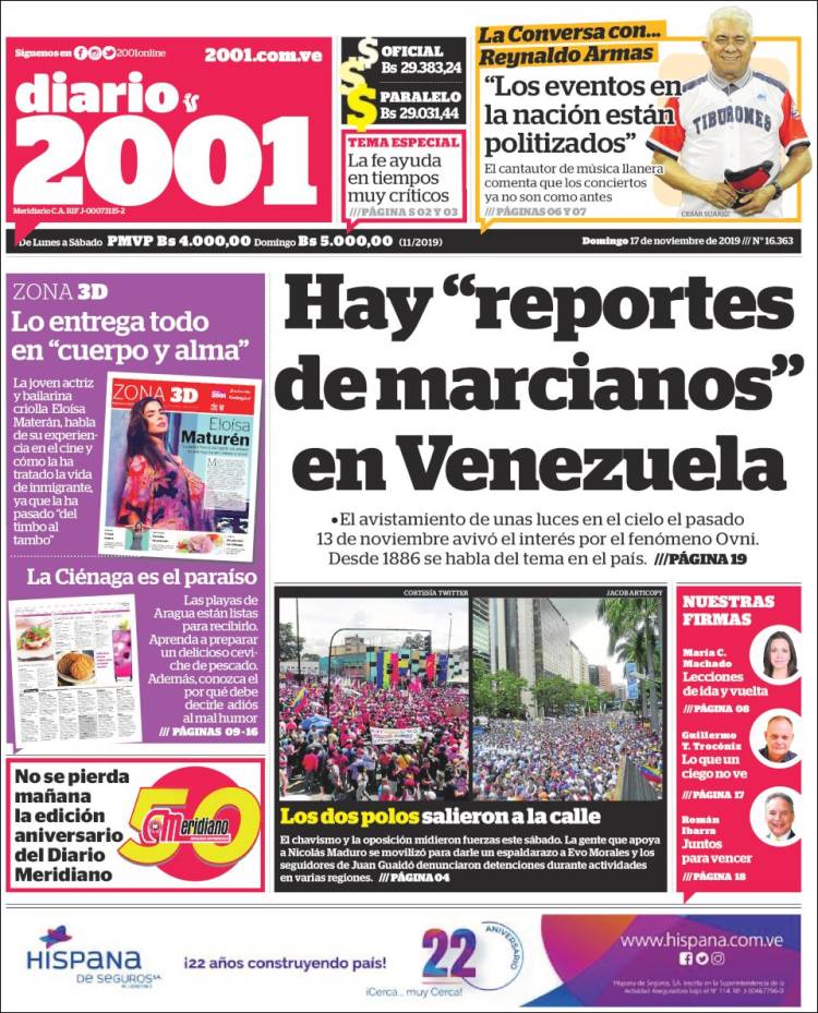 Portadas de este domingo 17 de noviembre de 2019