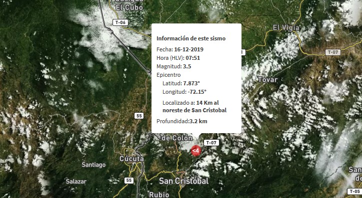 Sismo de magnitud 3.5 en San Cristóbal