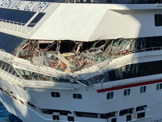 Dos cruceros chocaron en Cozumel (video)