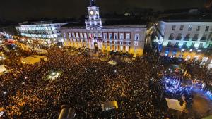 Vista aérea de la MULTITUDINARIA asistencia de venezolanos que recibieron a Guaidó en Madrid