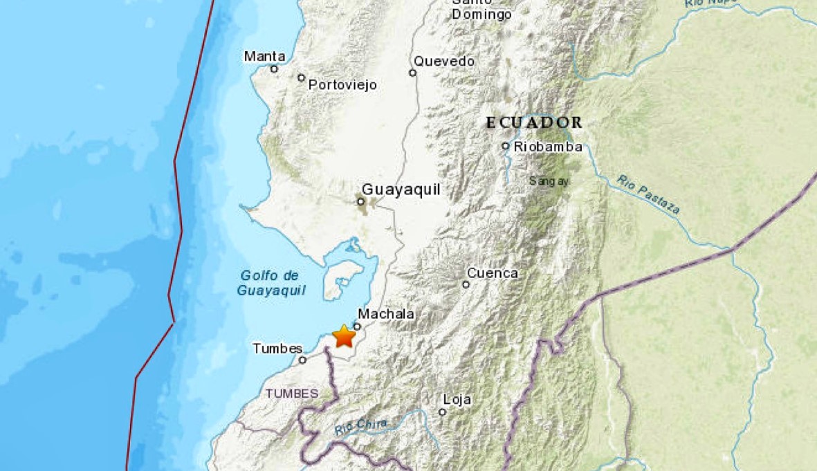 Un sismo de magnitud 5 en la frontera entre Ecuador y Perú