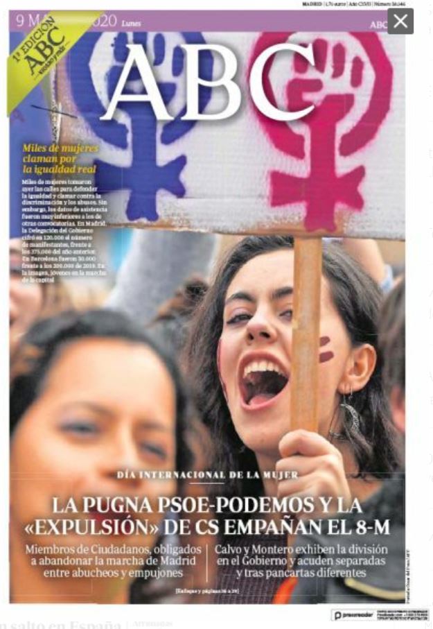 Portadas de la prensa internacional de este lunes 9 de marzo de 2020