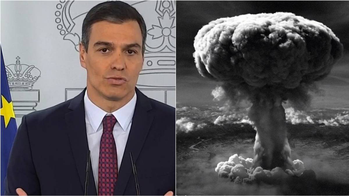 ¡UPS! Pedro Sánchez confundió la imagen de un videojuego con la bomba de Hiroshima (FOTO)