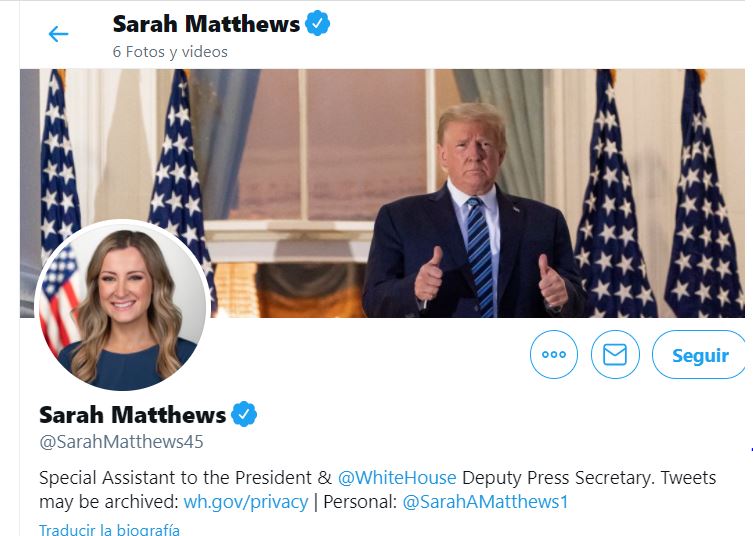 Renunció Sarah Matthews, subsecretaria de prensa de la Casa Blanca