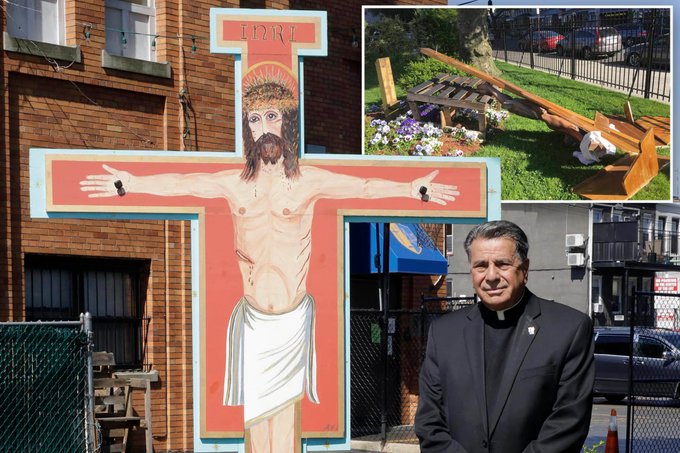 Destruyeron crucifijo, Virgen María y bandera de EEUU en centros católicos de Brooklyn