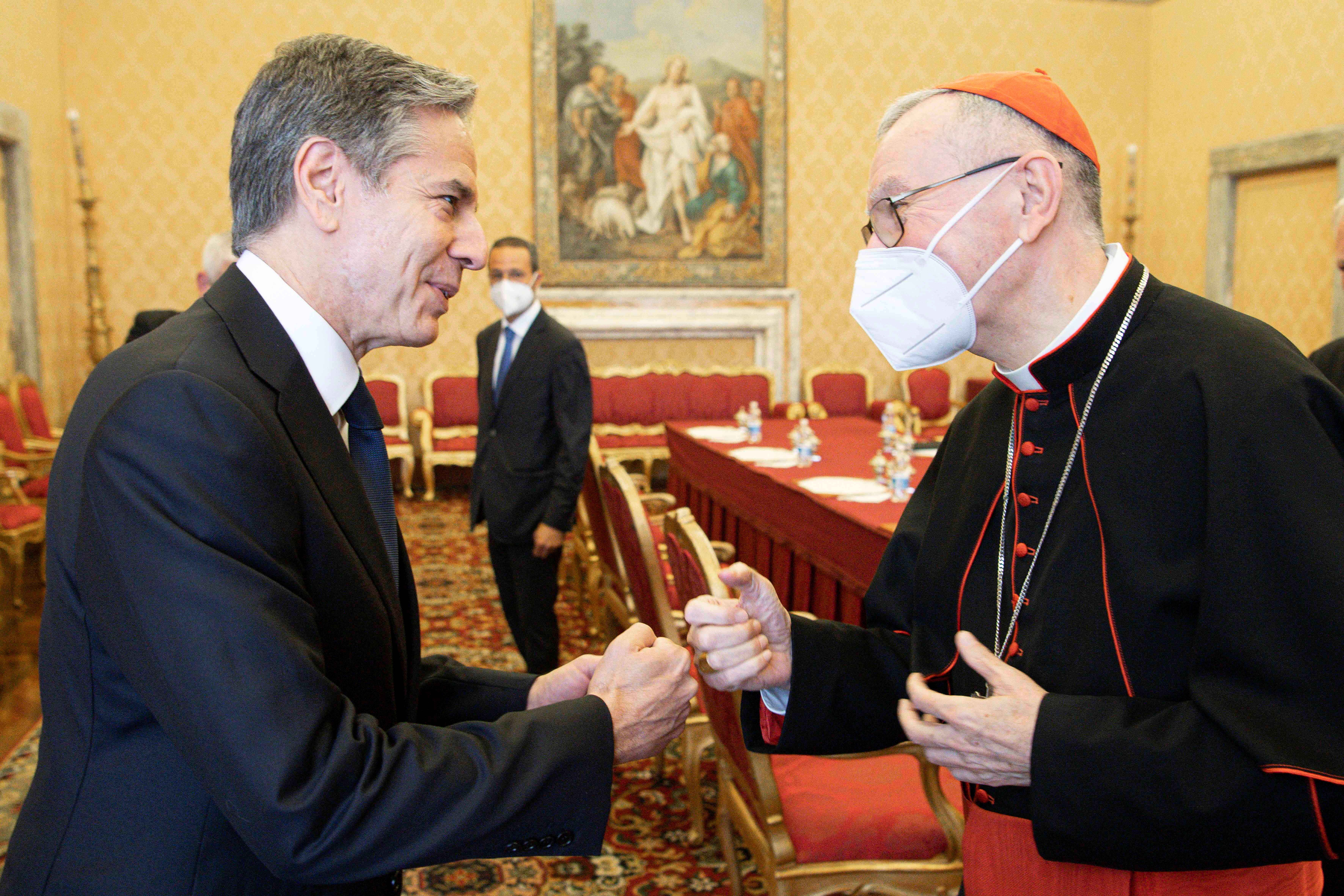 Antony Blinken en reunión con el cardenal Pietro Parolin reiteró su deseo de ayudar a solucionar la crisis venezolana