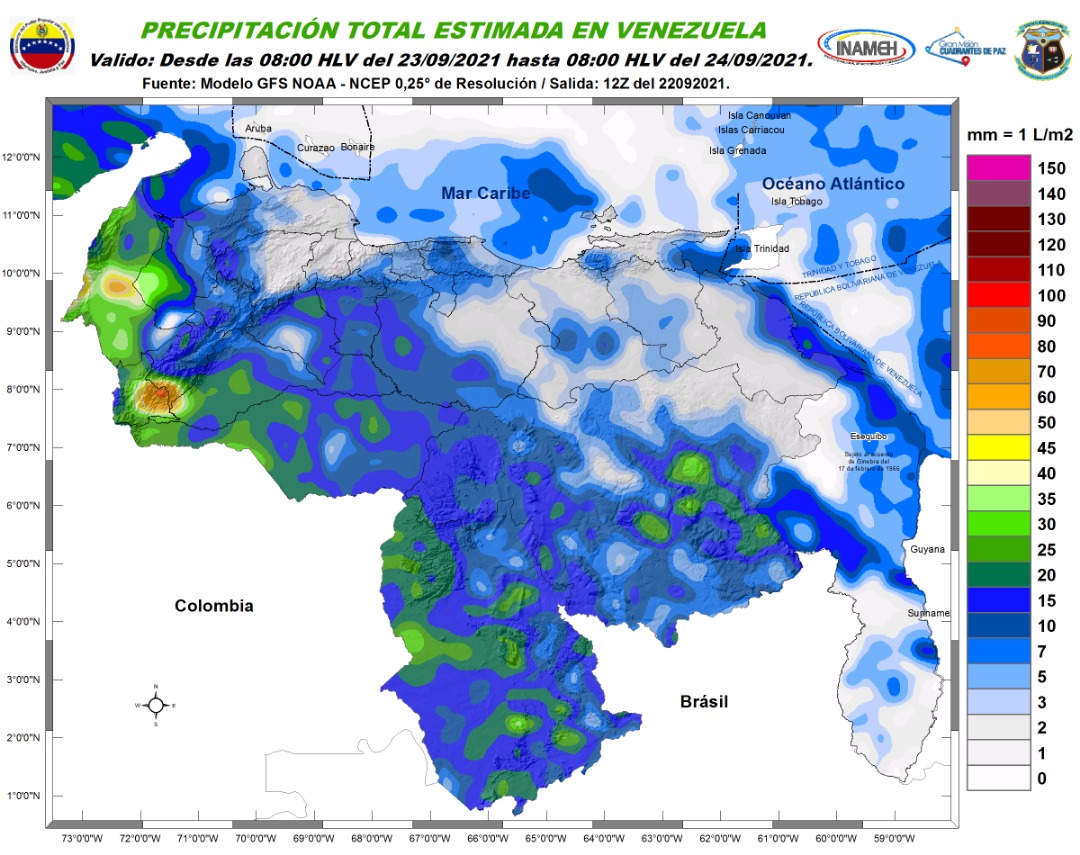 Nubosidad, lluvias, ráfagas de viento y descargas eléctricas: El pronóstico de Inameh para este #23Sep