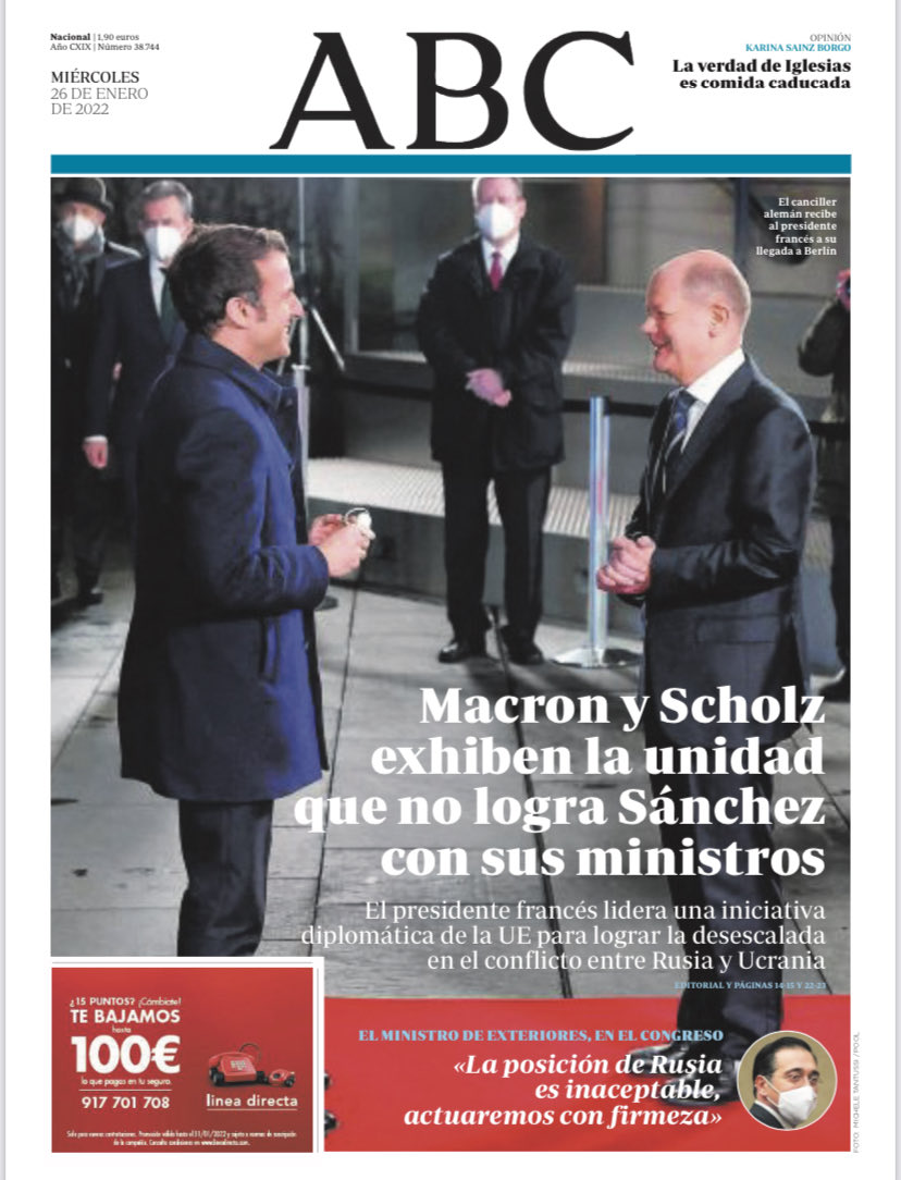 Portadas de la prensa internacional de este miércoles 26 de enero de 2022