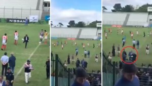 EN VIDEO: Lacalle Pou le pegó un pelotazo a un jefe de Policía mientras practicaba rugby