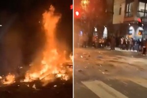 Lluvia de botellas y fuegos artificiales: 12 oficiales heridos en San Francisco por una multitud hostil