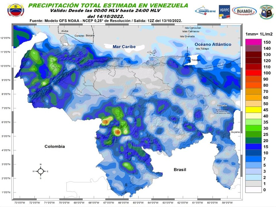 Inameh prevé lluvias y chubascos en gran parte de país este #14Oct